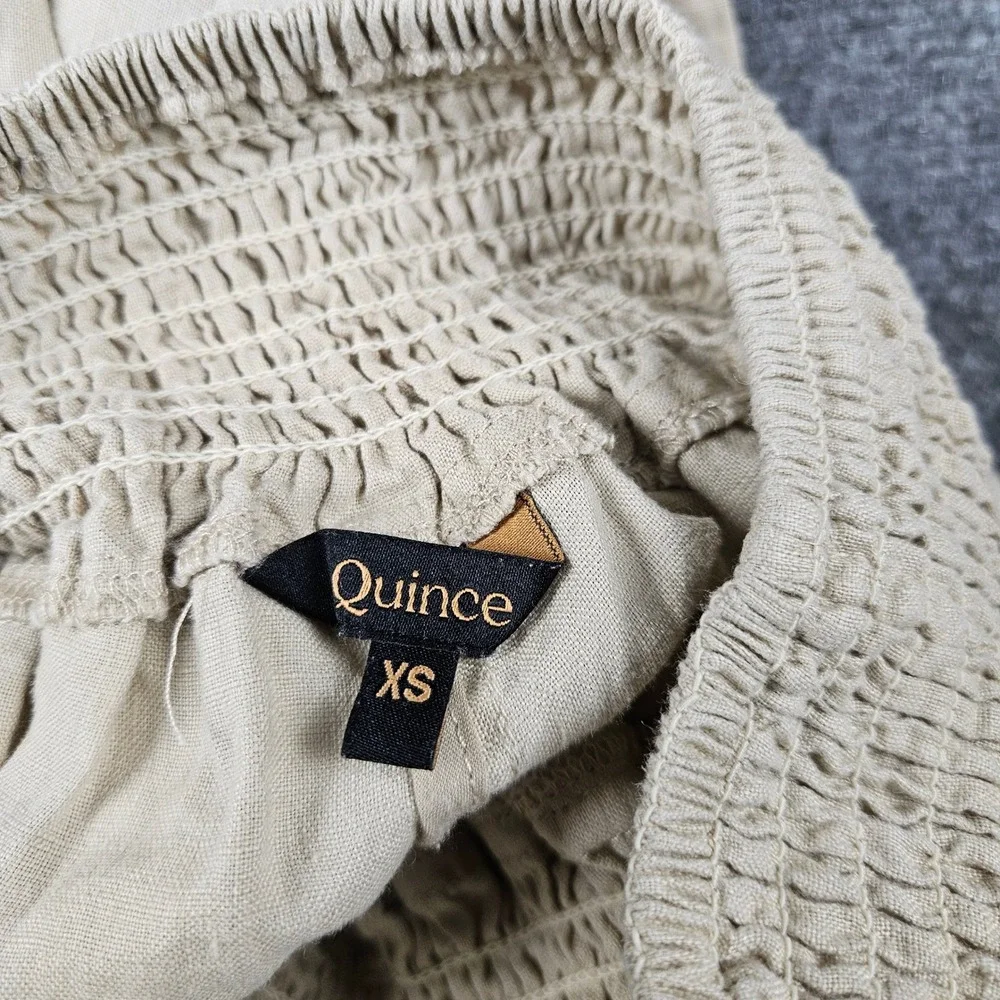 Quince 100% European Linen Maternity Pants Driftwood XS Smocked Waist MANGORS001